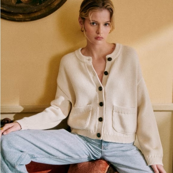 Sezane Sweaters - Sézane Titouan Cardigan Natural Organic Cotton